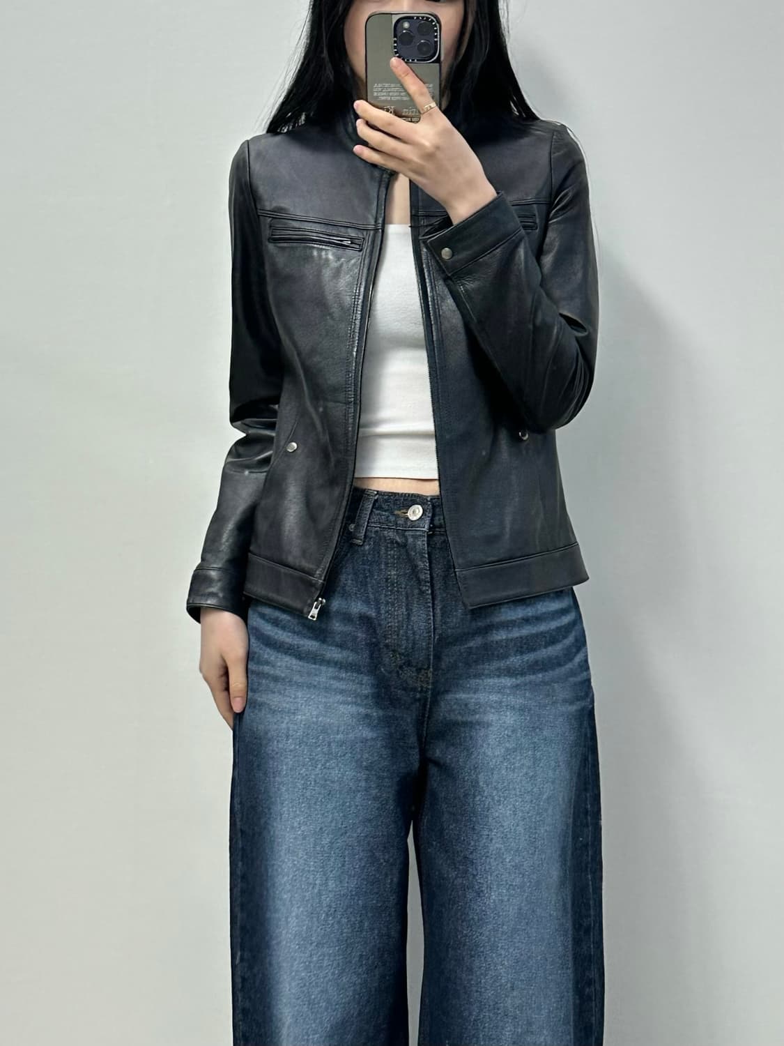 Vintage 빈티지 블랙 양가죽 레더 자켓 상품이미지1