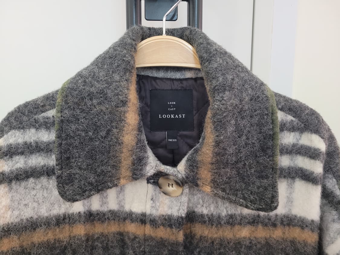 룩캐스트 블랙 체크 롱셔츠 자켓 코트 여성용 오버핏 55~77 상품이미지3