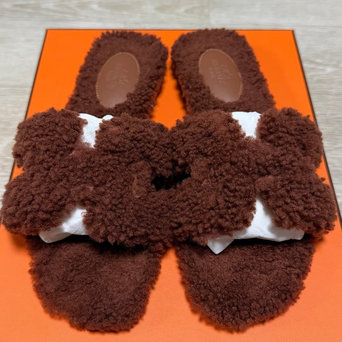 [S+급/36.5] 에르메스 오란 시어링 퍼 샌들 슬리퍼 상품이미지6