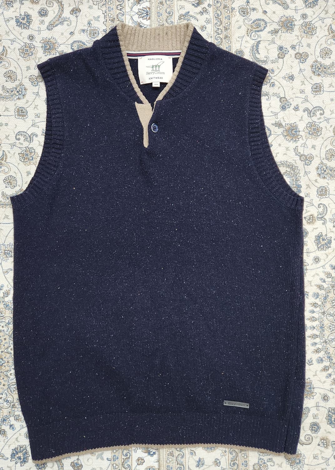 헨리코튼 버튼 울 니트 베스트 100 상품이미지1