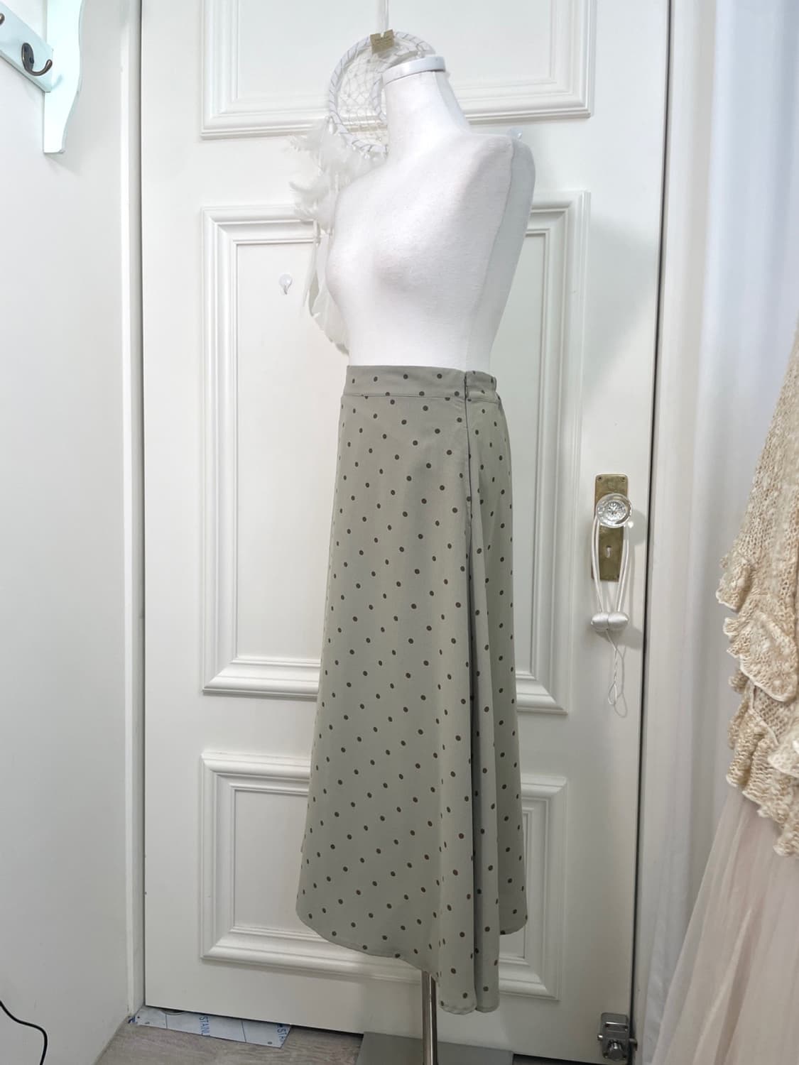 khaki brown dot long opc(size-F) 상품이미지2