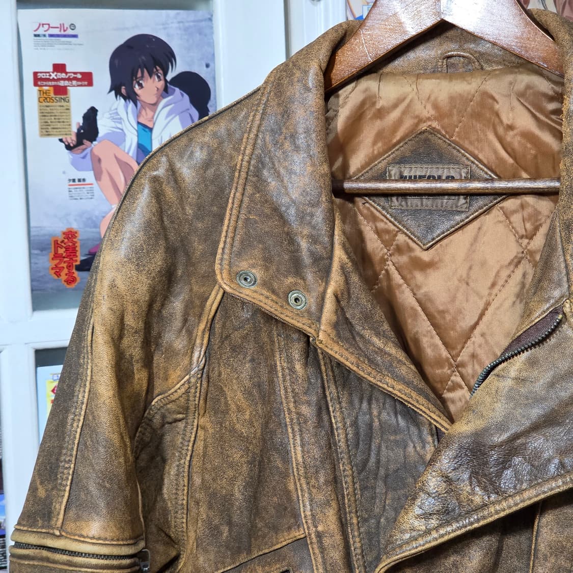 빈티지 돈피 카멜 브라운 가죽 봄버 상품이미지3