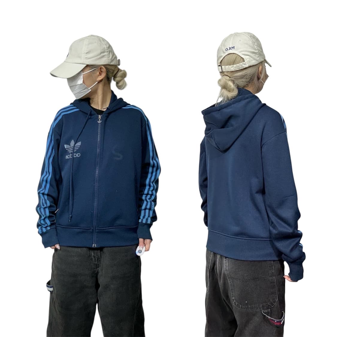 아디다스 네이비 블루 삼선 후드집업 100 상품이미지1