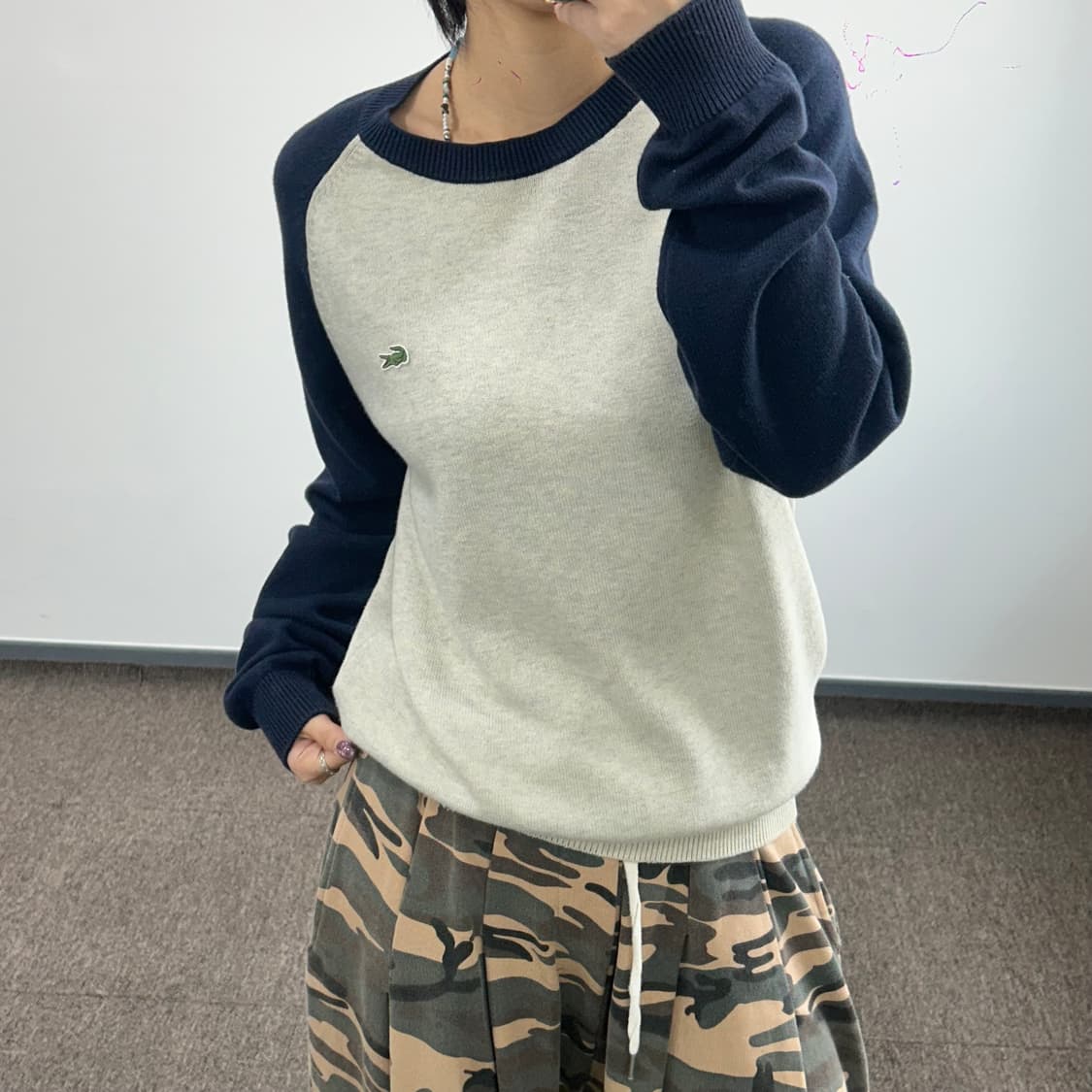 Lacoste 라코스테 네이비 아이보리 나그랑 니트 상품이미지1