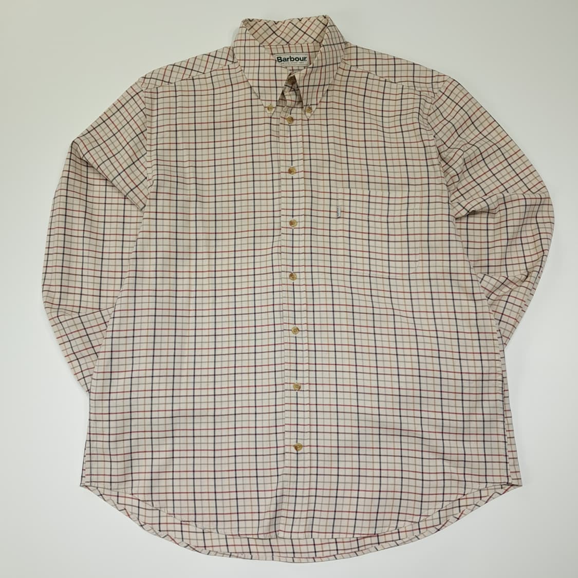 CL533 L 바버 코튼 클래식 체크 버튼다운 베이지 셔츠 남방 상품이미지1