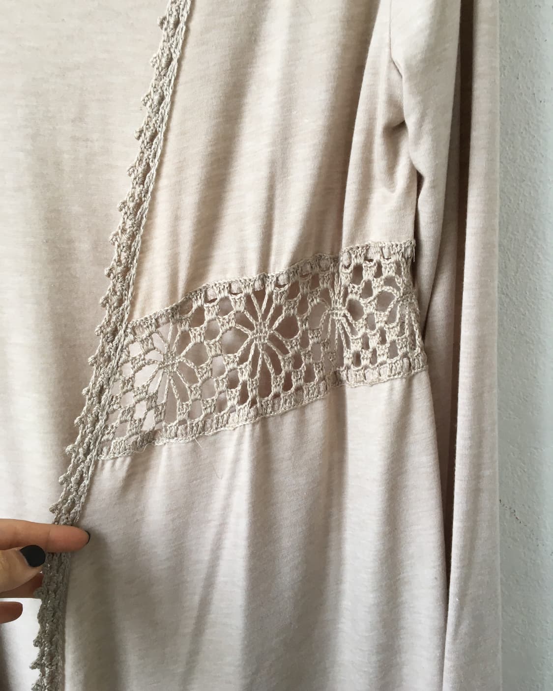 Crochet point fringe open cardigan 상품이미지5