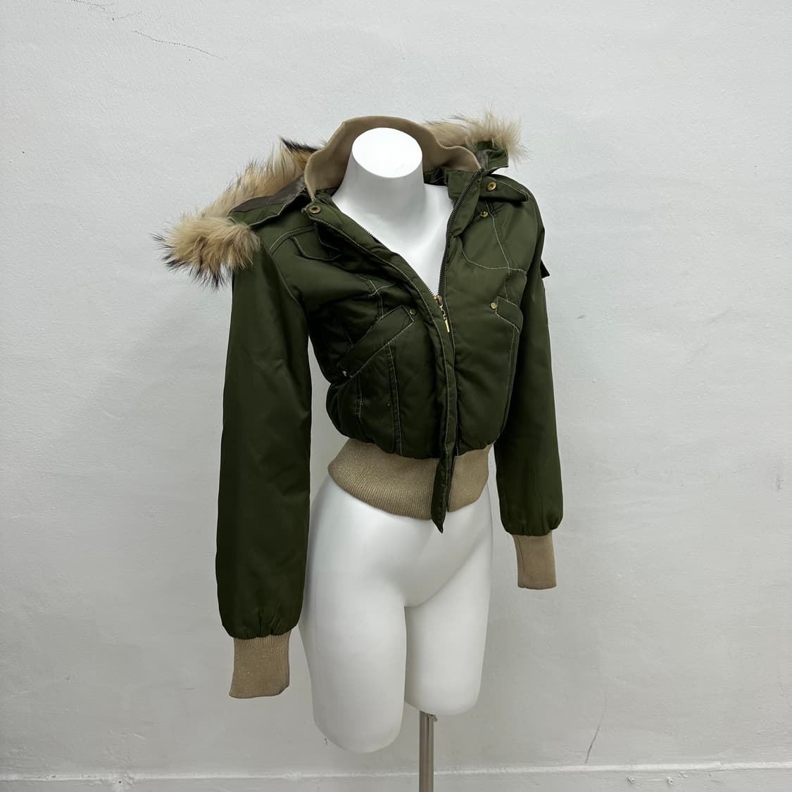 khaki raccoon  fur short jacket  상품이미지4