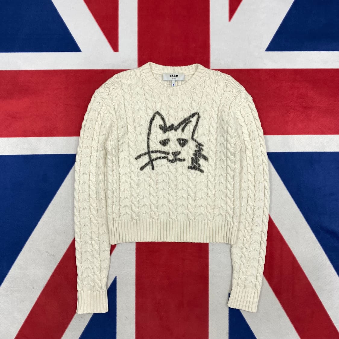 MSGM 고양이 프린팅 니트 여성XS 실측 55 상품이미지1