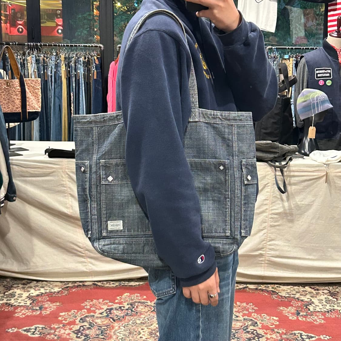 요시다 포터 온스 코튼 블루 데님 숄더백 토트백 상품이미지9