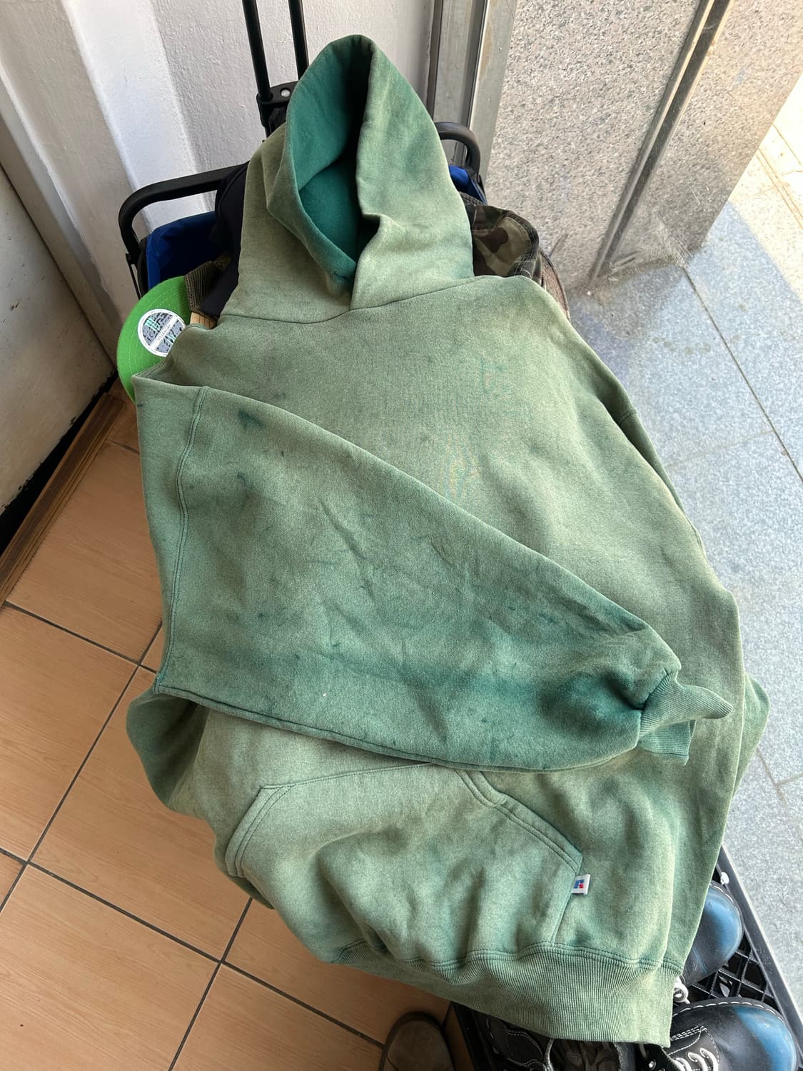 90‘s 러셀 페이딩 후디 그린 XXL 상품이미지2