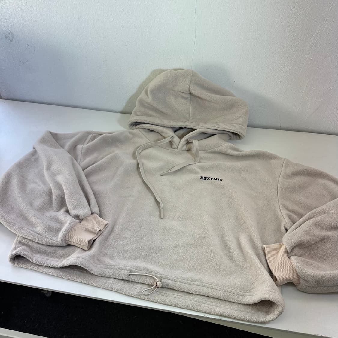 우먼FREE 젝시믹스 베이지 크롭 후리스 후드티 상품이미지4