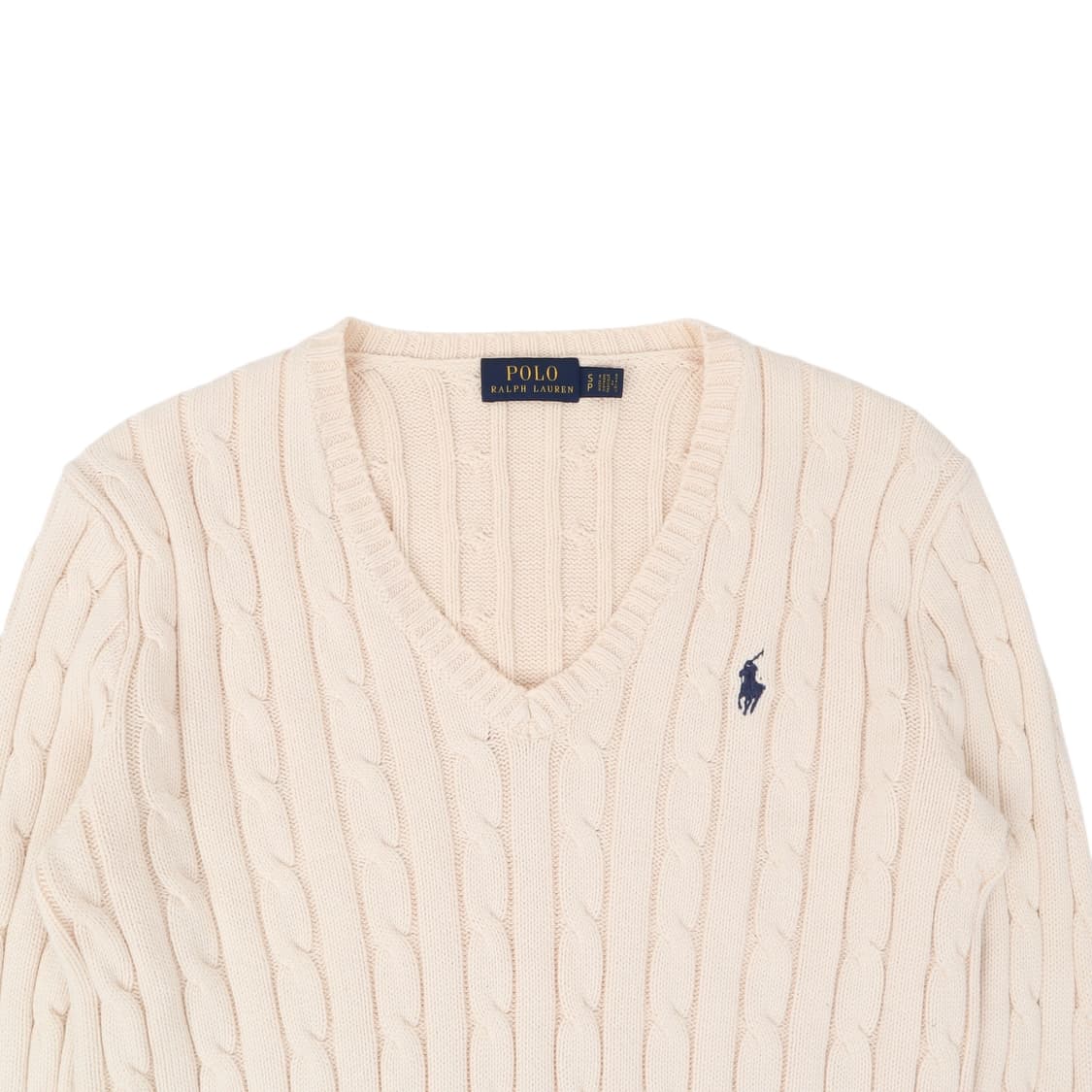 폴로 랄프로렌 아이보리 브이넥 코튼 케이블 니트 상품이미지2