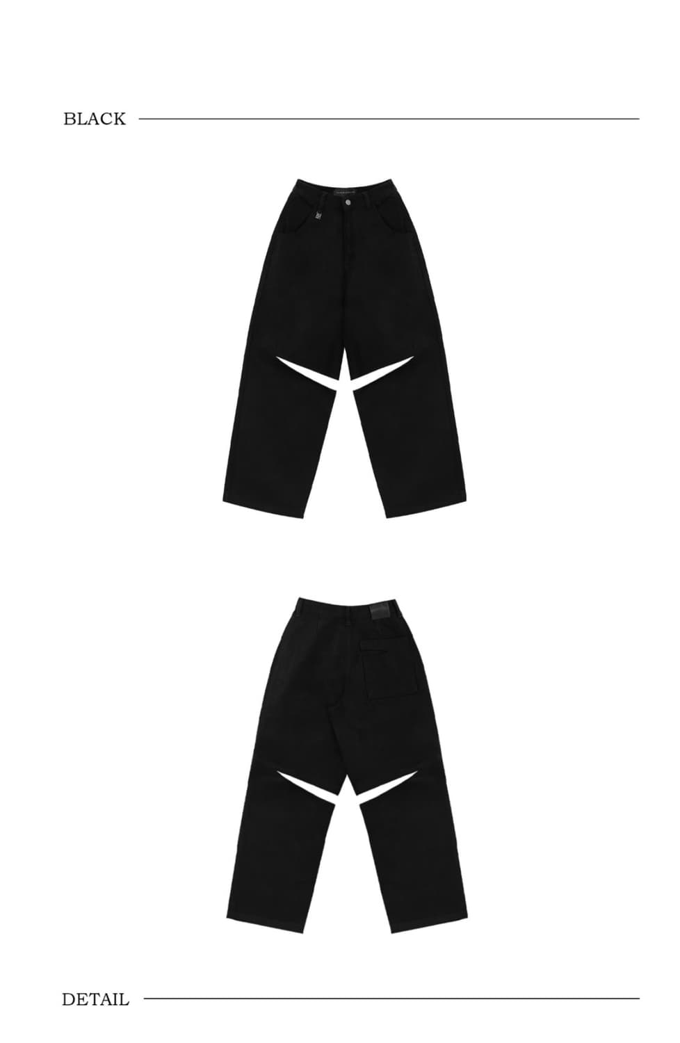Knee Slit Wide Pants [ Black ] 상품이미지6