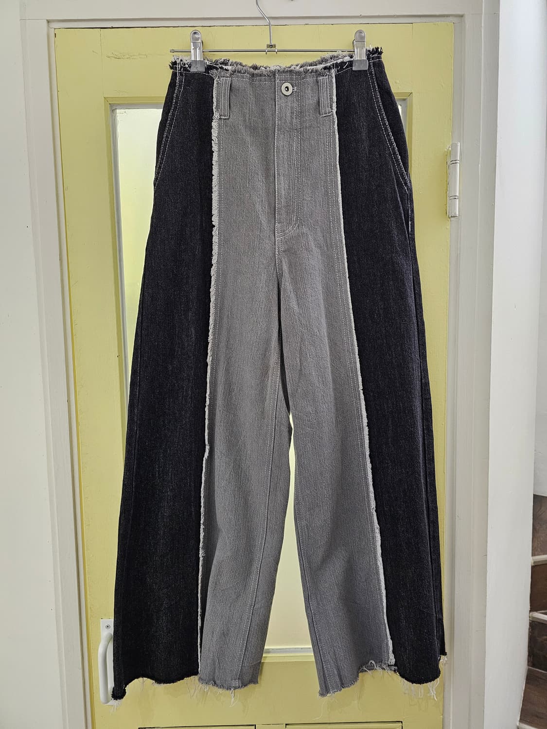 블랙&그레이 투톤 와이드 청바지 상품이미지2