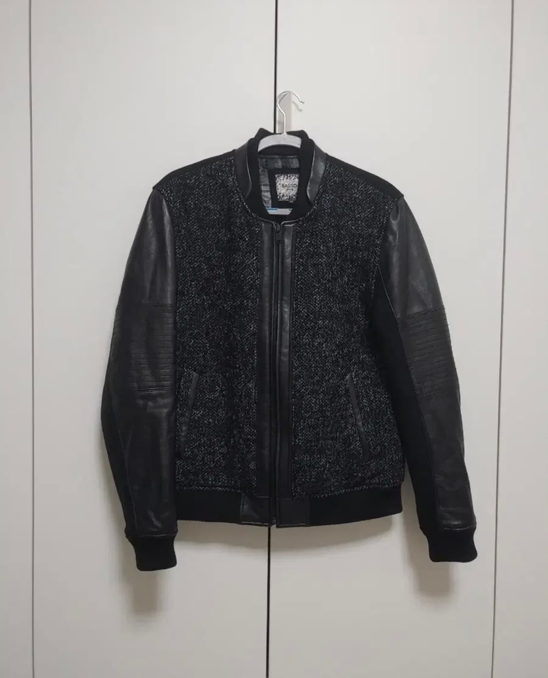 바쏘옴므  양가죽 울 니트 도킹 레더 자켓-105사이즈 상품이미지1