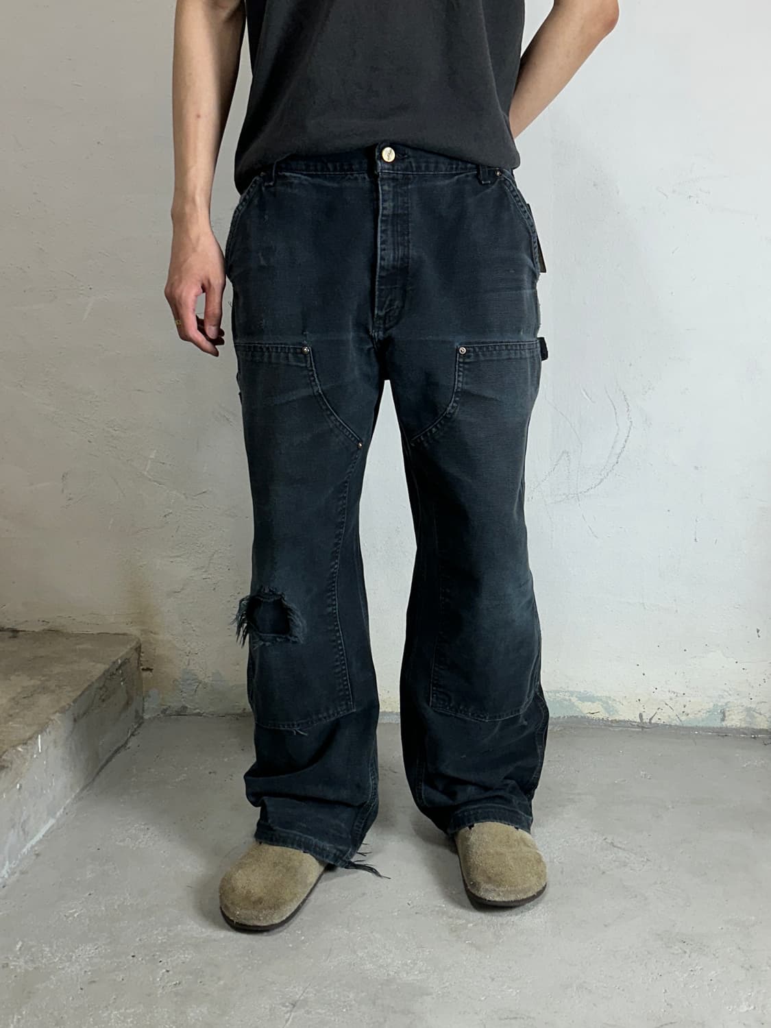 00‘s OG USA Made 칼하트 더블니 블랙 칼하트 B01 썩블니 상품이미지3