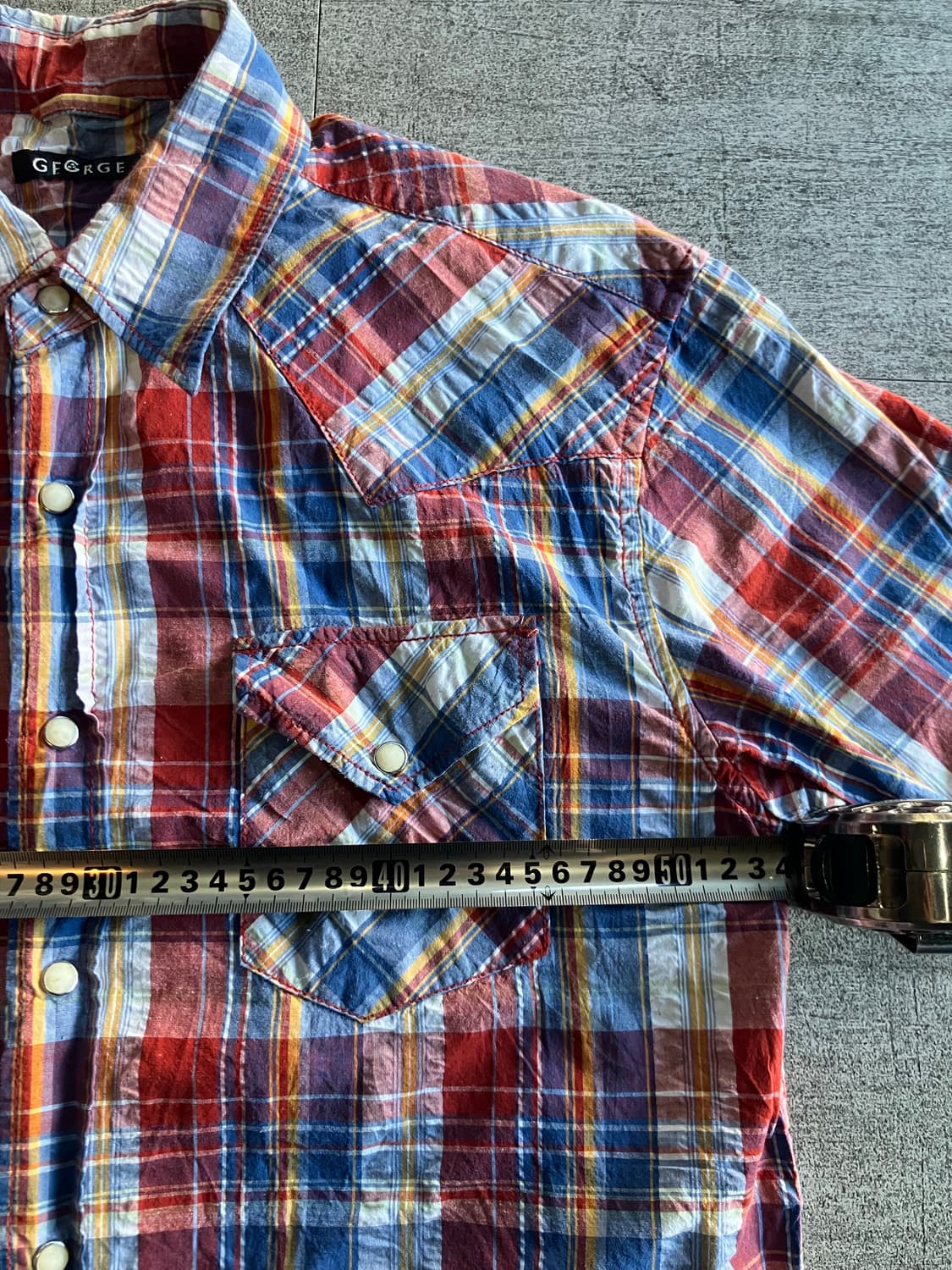 일본빈티지 Gegrge 올드스쿨아메카지 너드남혁오 타탄체크 웨스턴반팔셔츠 상품이미지2