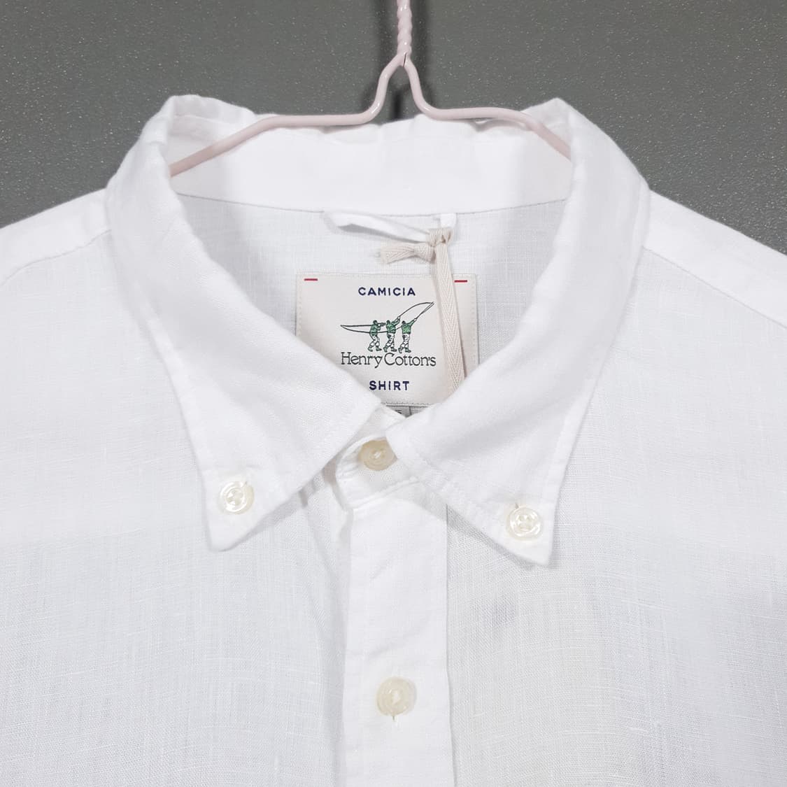 XL) 헨리코튼 신형 22ss 빈티지 솔리드 린넨 셔츠 남방 화이트 상품이미지7