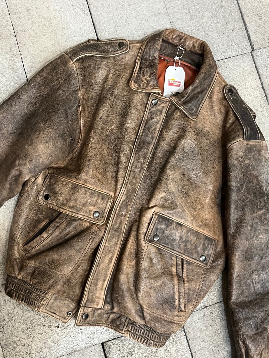 빈티지 견장 레더 자켓 상품이미지2