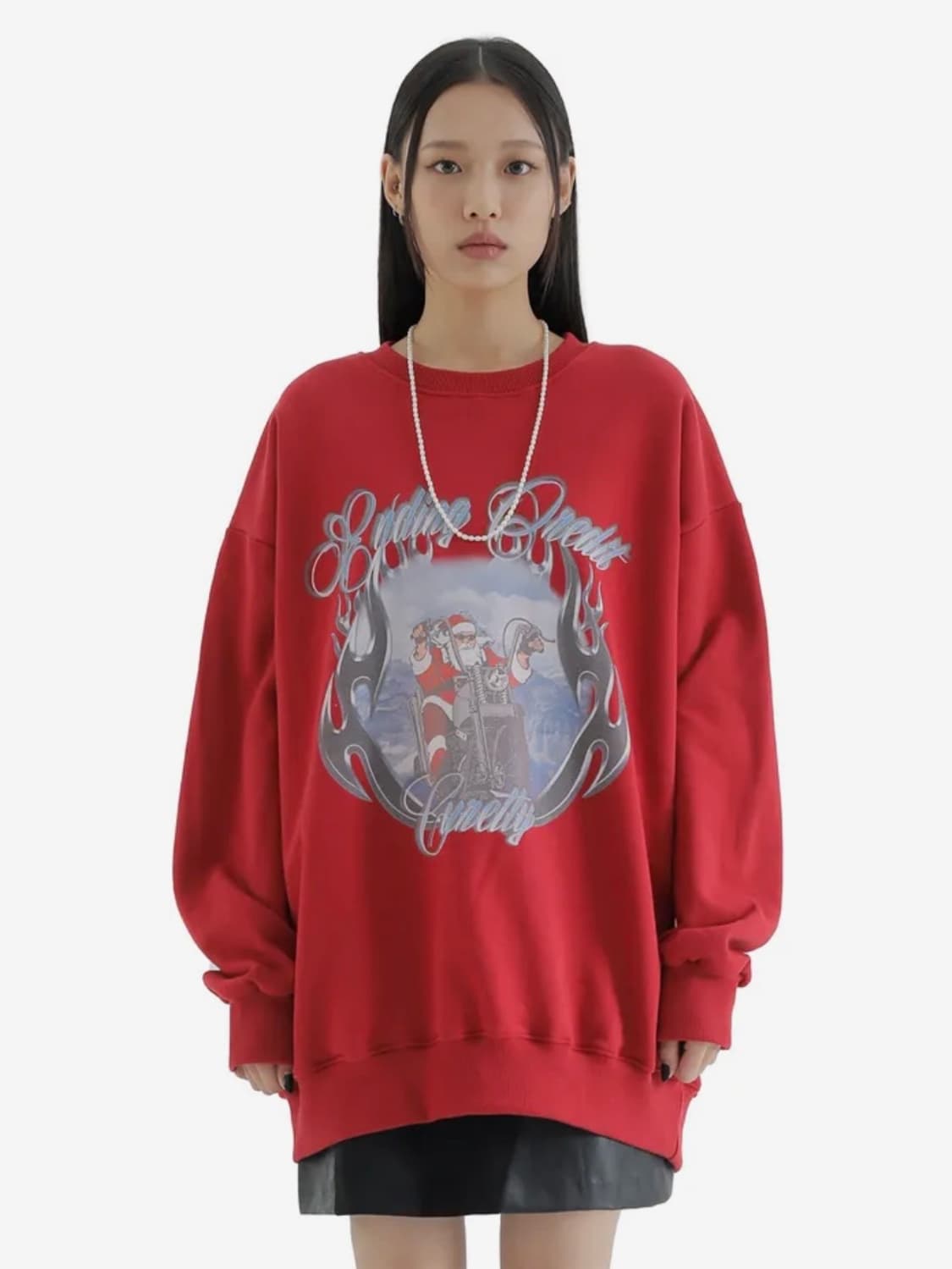 큐리티 산타그래픽 기모 맨투맨 상품이미지1