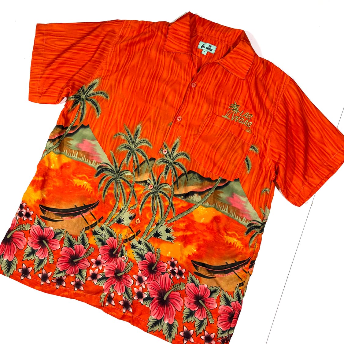 ON SHORE 라스베가스 야자수 하와이안셔츠 L 상품이미지4