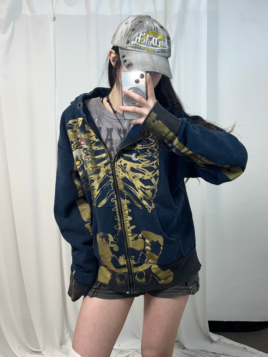 Ed hardy 본프린팅 후드집업 상품이미지1