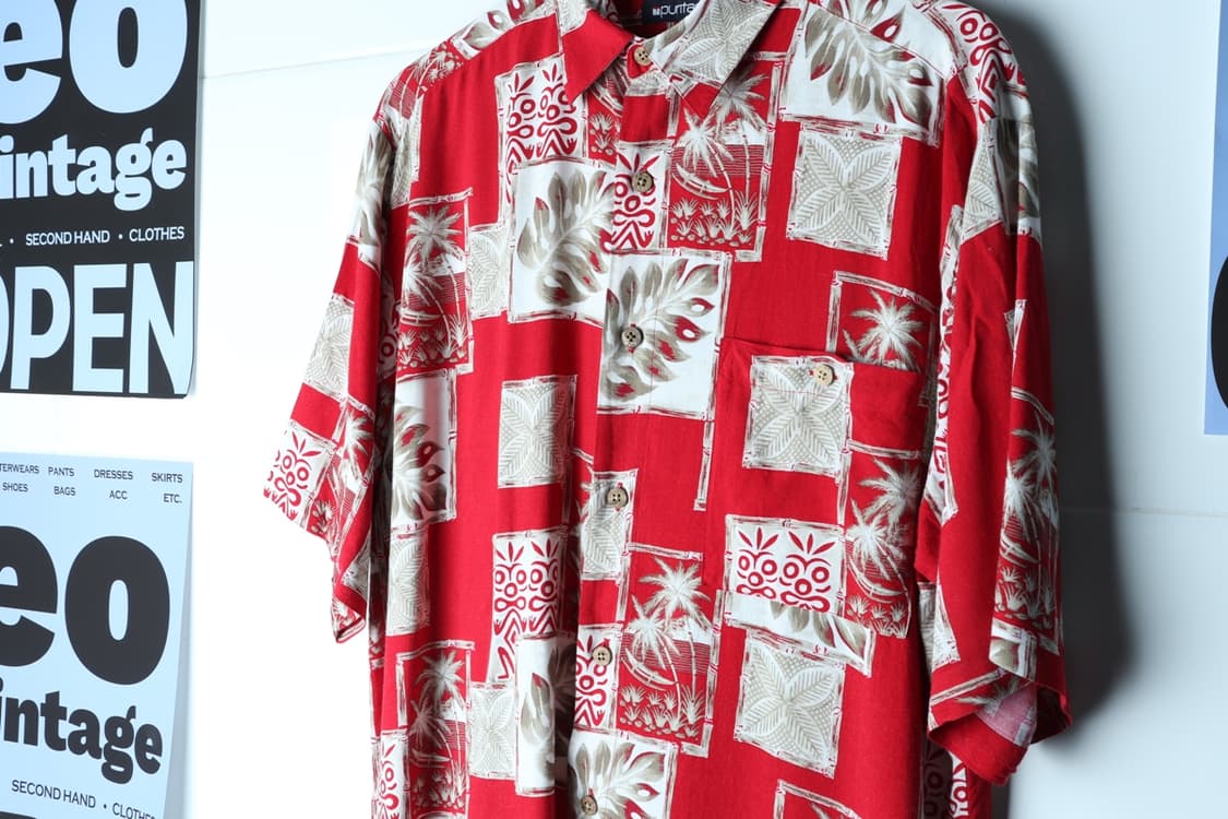 (M-XL) 브랜드빈티지 반팔셔츠 남방 USA 하와이안 레드-H33081 상품이미지5