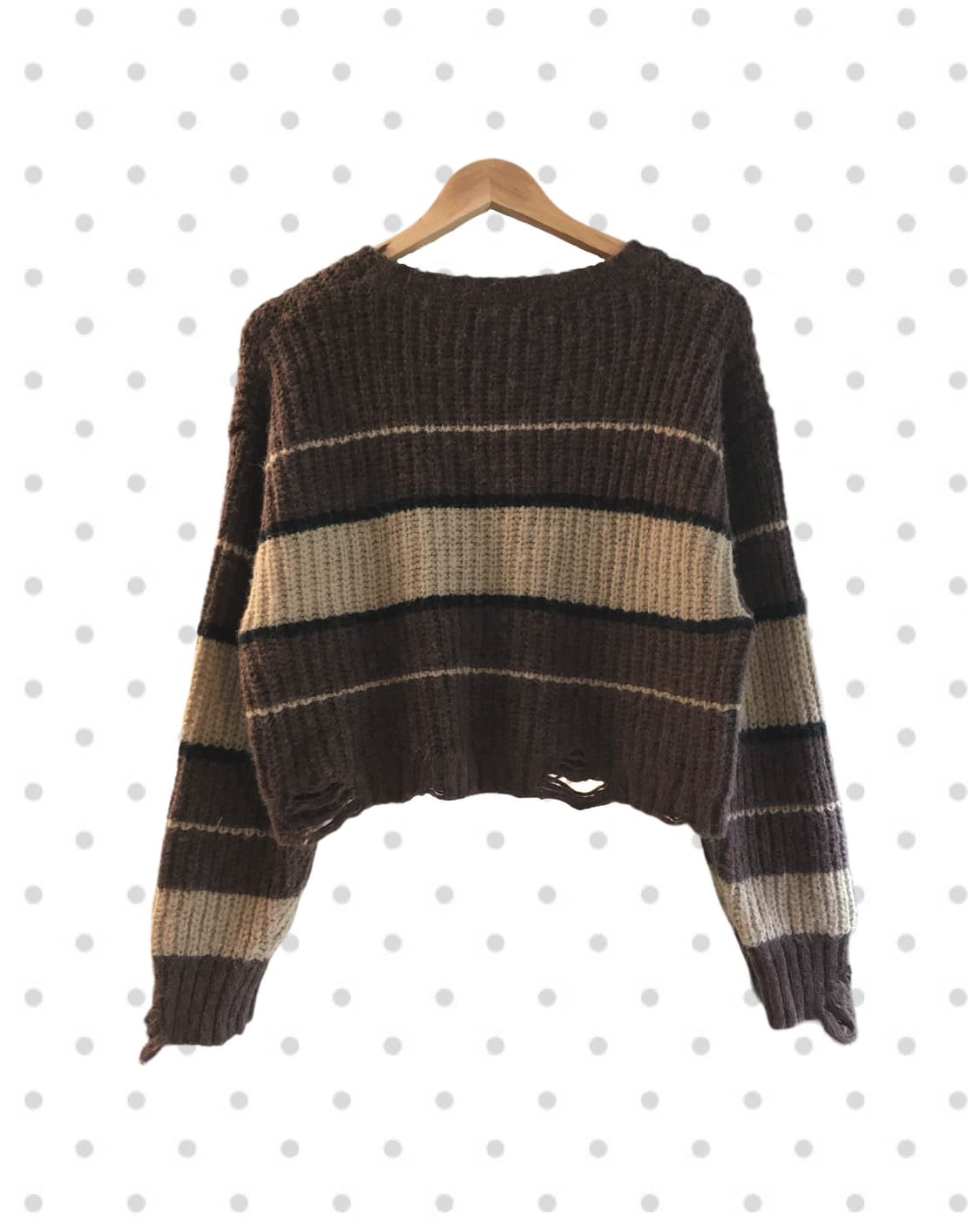 VINTAGE STRIPE CROP KNIT BROWN 상품이미지6