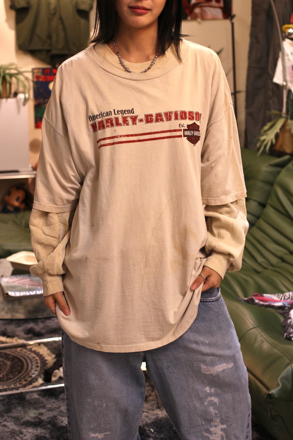 00s USA Harley-Davidson Heavy Stain T 상품이미지2