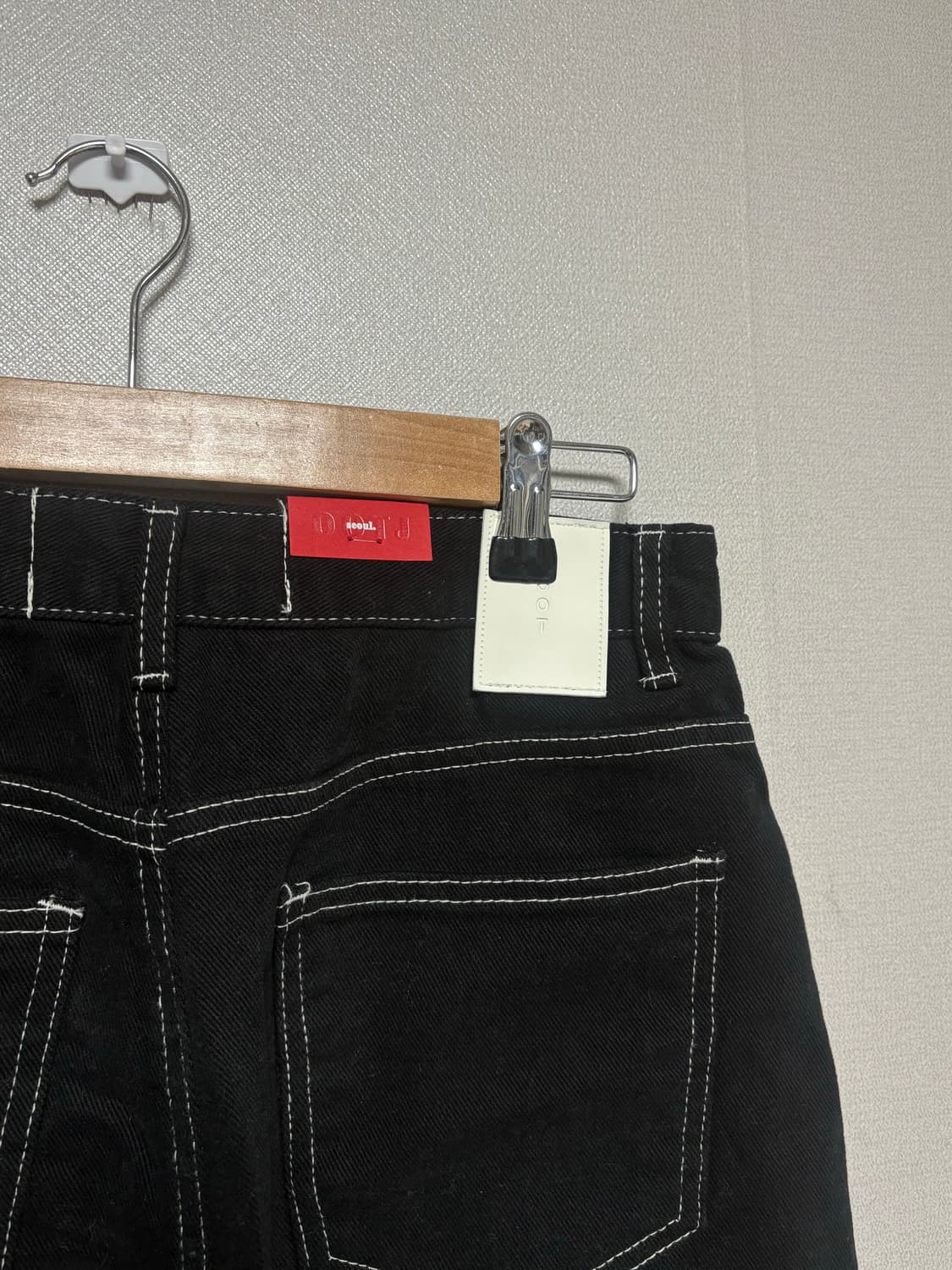 미사용)도매텍 OOTJ 스티치 롱스커트 블랙스커트 기모스커트 상품이미지2