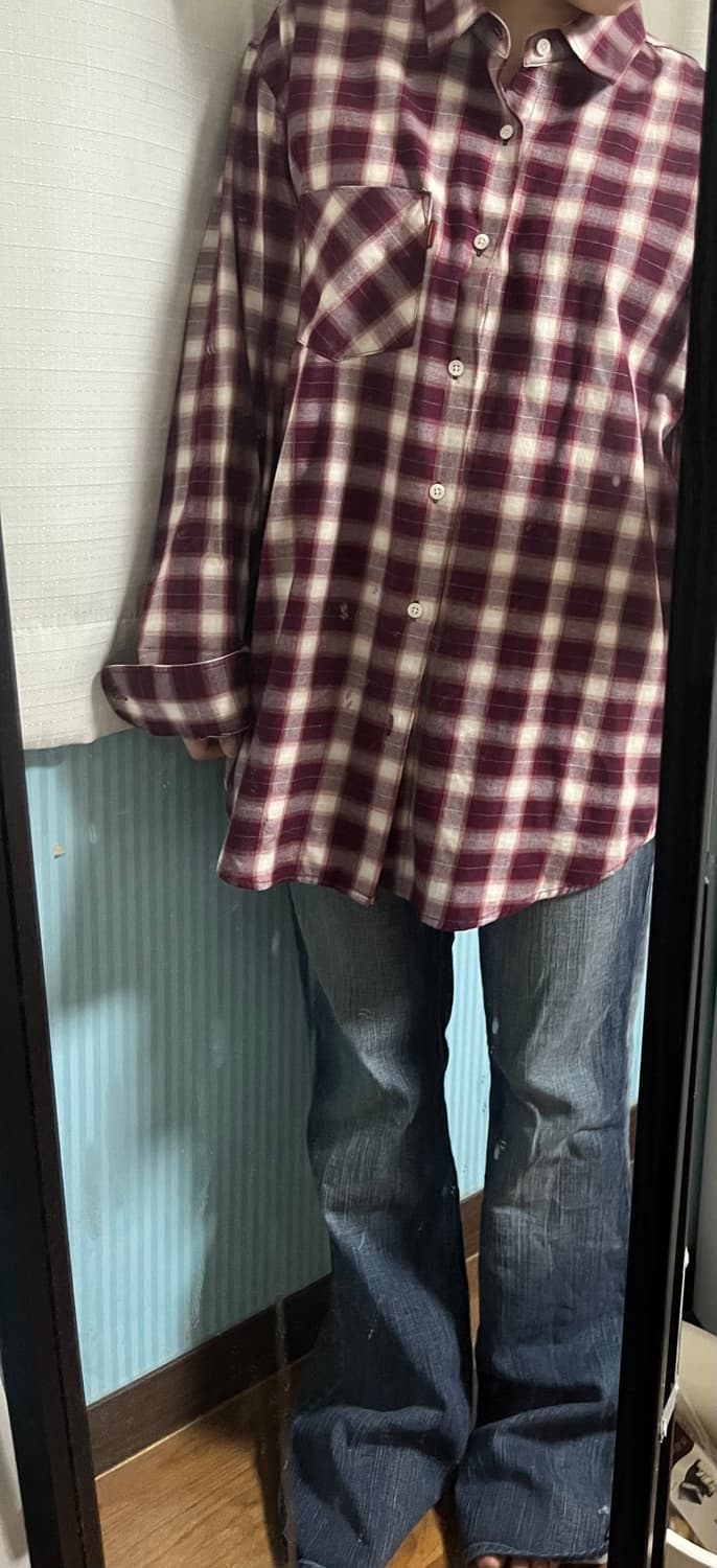 아파트먼트 버건디 체크셔츠 상품이미지2