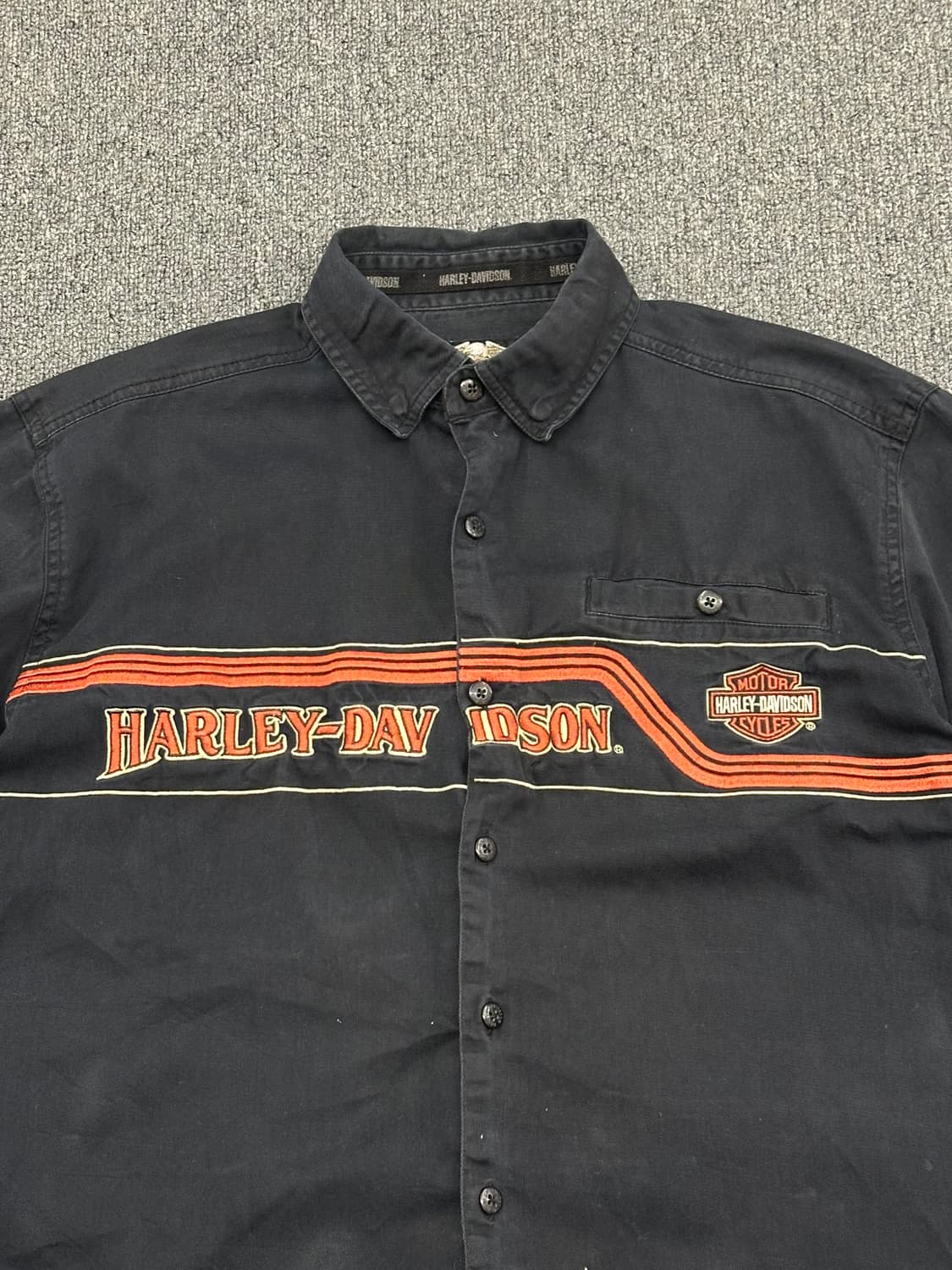 M)할리데이비슨 빈티지 자수 패치 블랙 반팔셔츠  상품이미지3