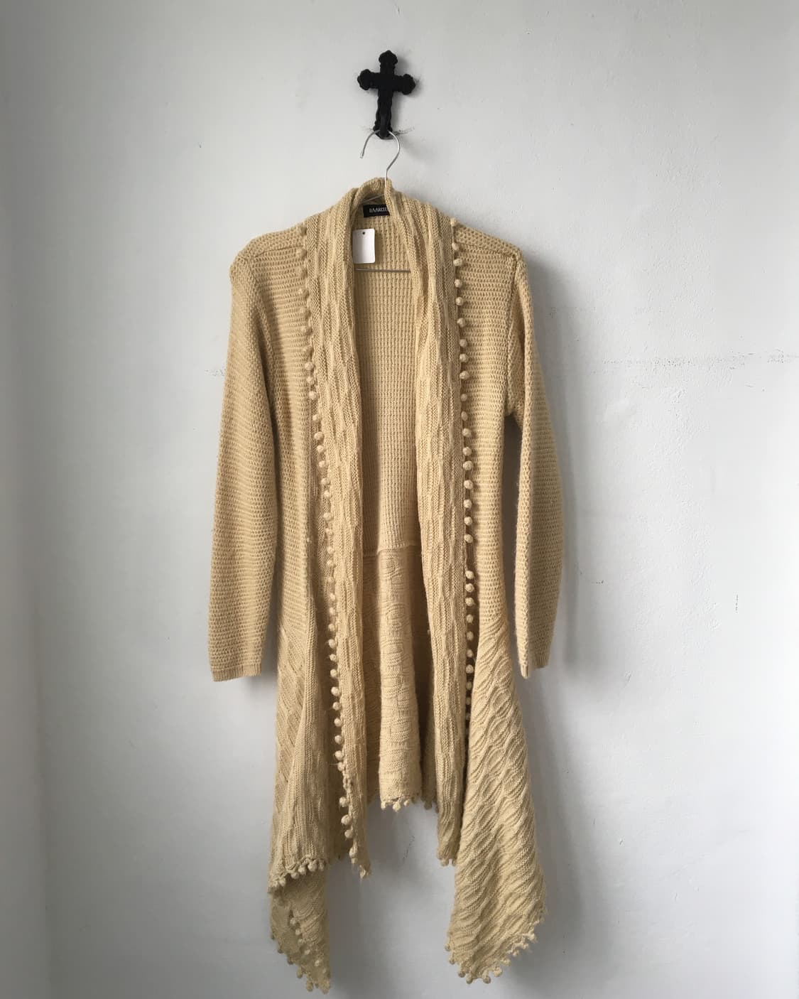 Pom pom unbalanced open knit caridgan 상품이미지2