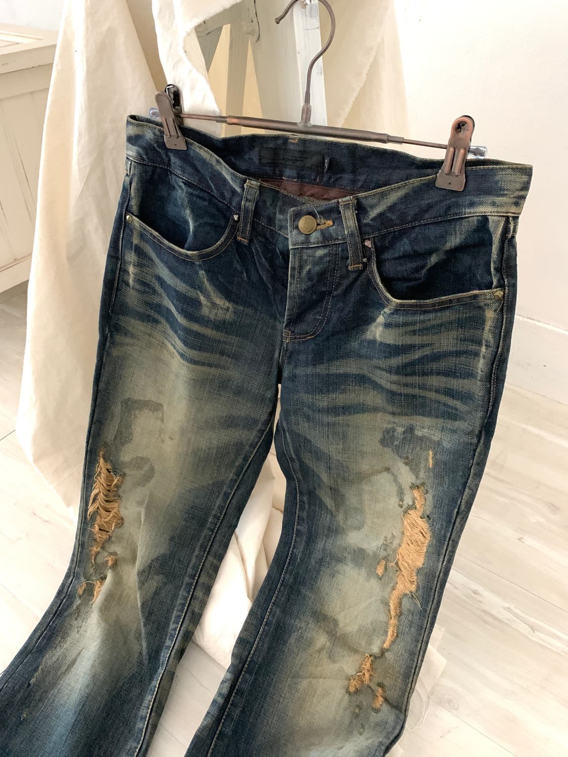Y2K distressed washed bootcut pants 상품이미지3