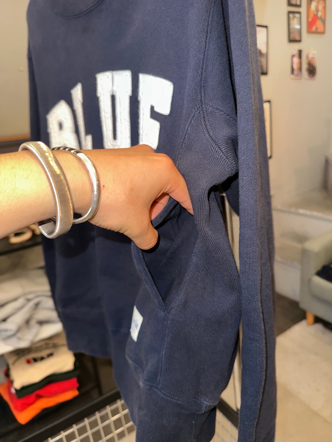 Russell X Blue Blue logo reverse sweat 상품이미지7