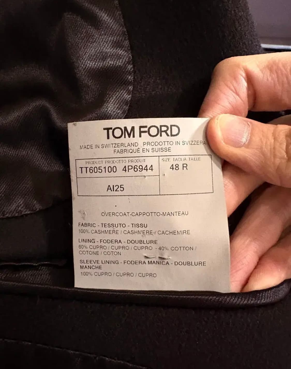 톰포드 캐시미어 오버코트 25FW 블랙 48사이즈 상품이미지3