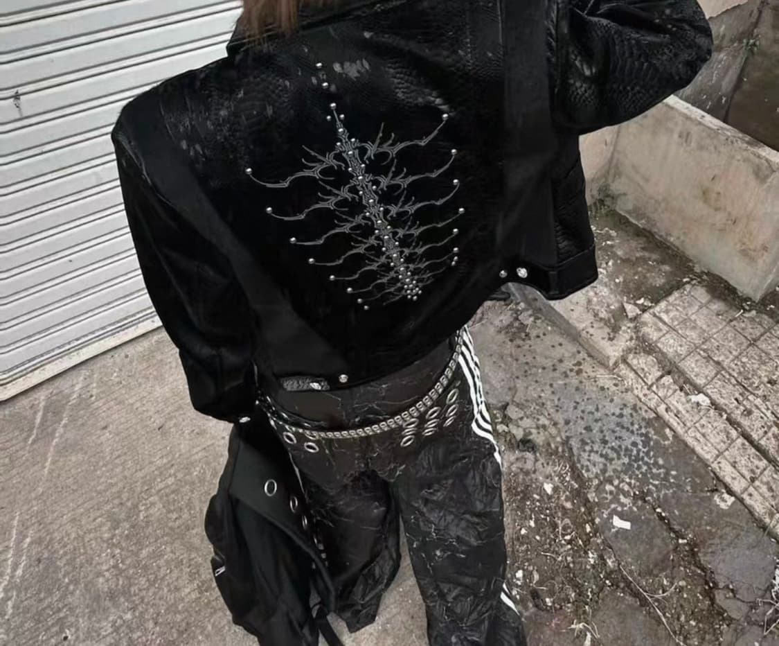 Snake Pattern Leather Patchwork jacket 상품이미지4
