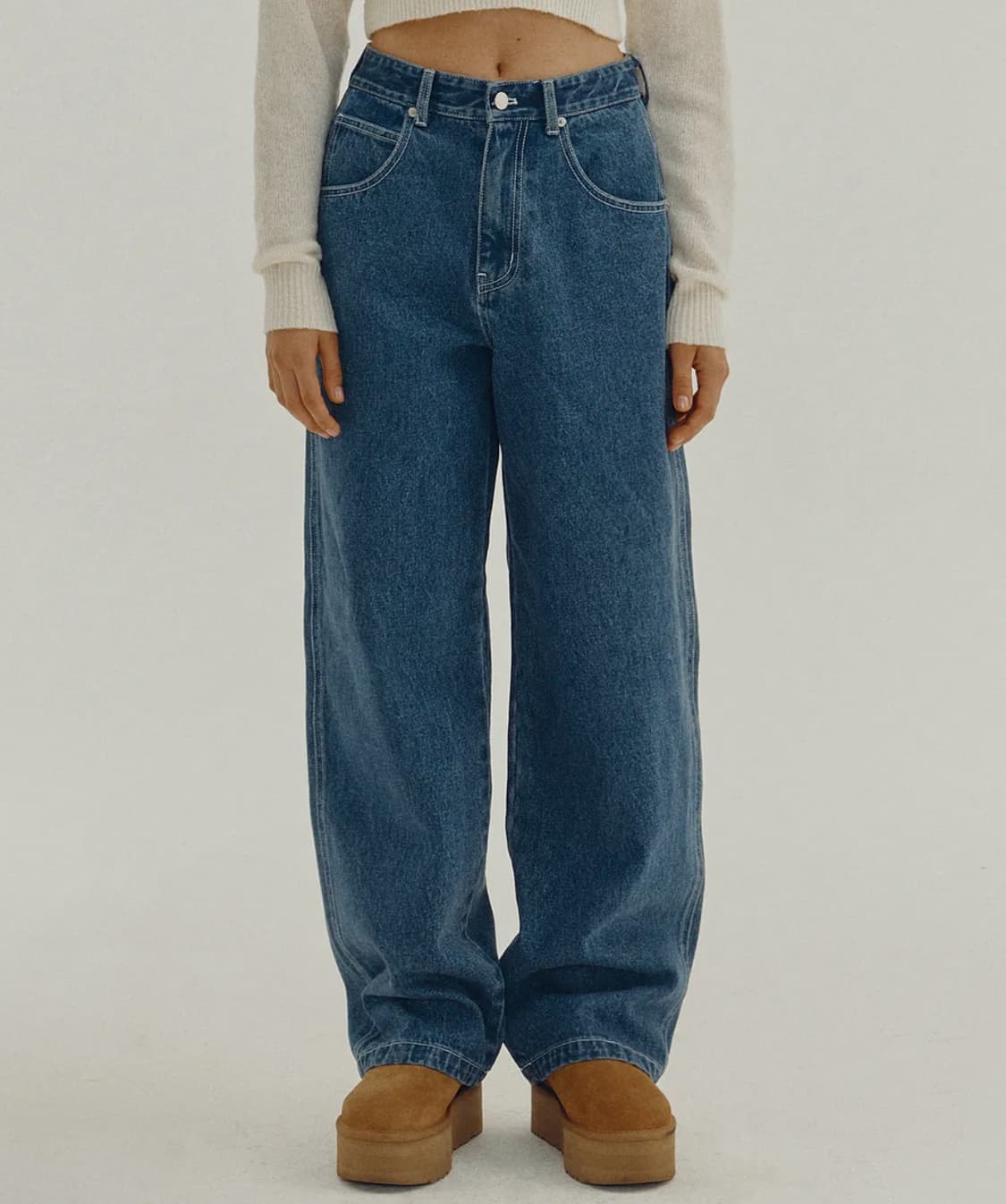 스웨이드 SUADE 블루 배기진 데님 팬츠 정바지 S 상품이미지2