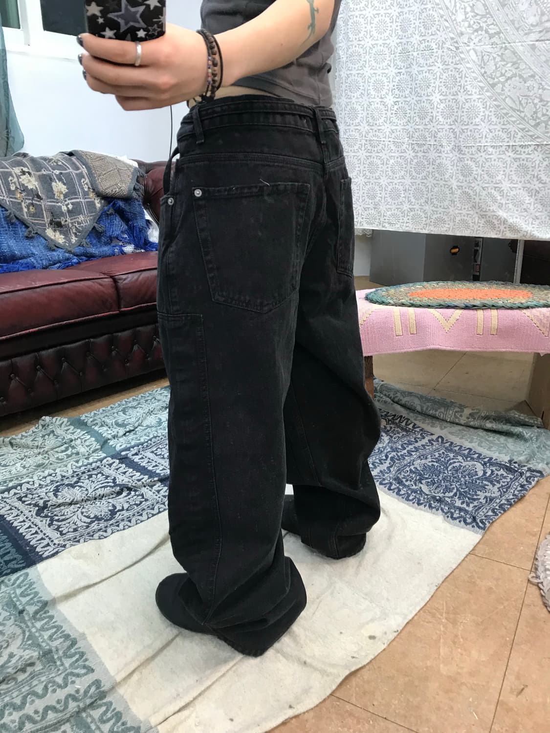 자라 스트릿 퍼티그 흑청 데님팬츠  상품이미지2