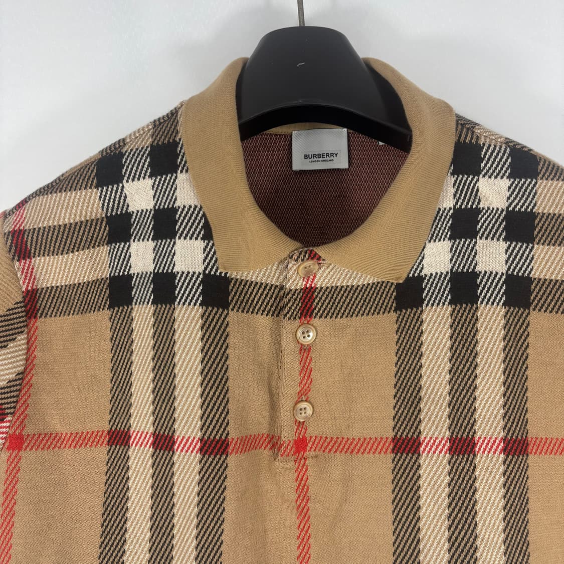 (새상품급)XL 버버리 체크 코튼 자카드 손흥민 폴로셔츠 상품이미지3