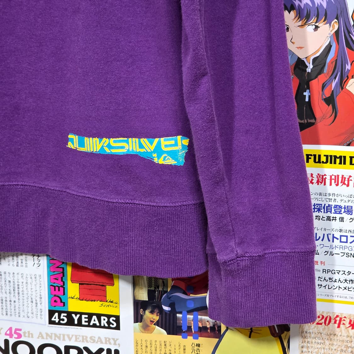 퀵실버 퍼플 넥버튼 프린팅 후드집업 상품이미지8