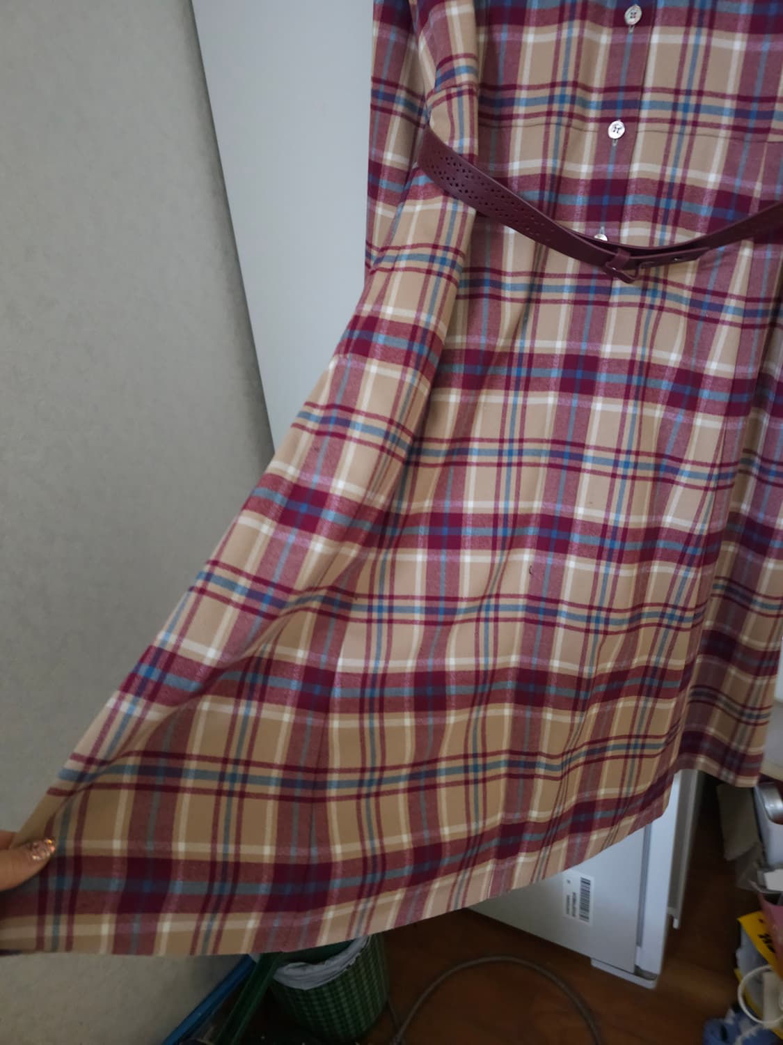 닥스 체크 벨트 롱원피스 상품이미지7