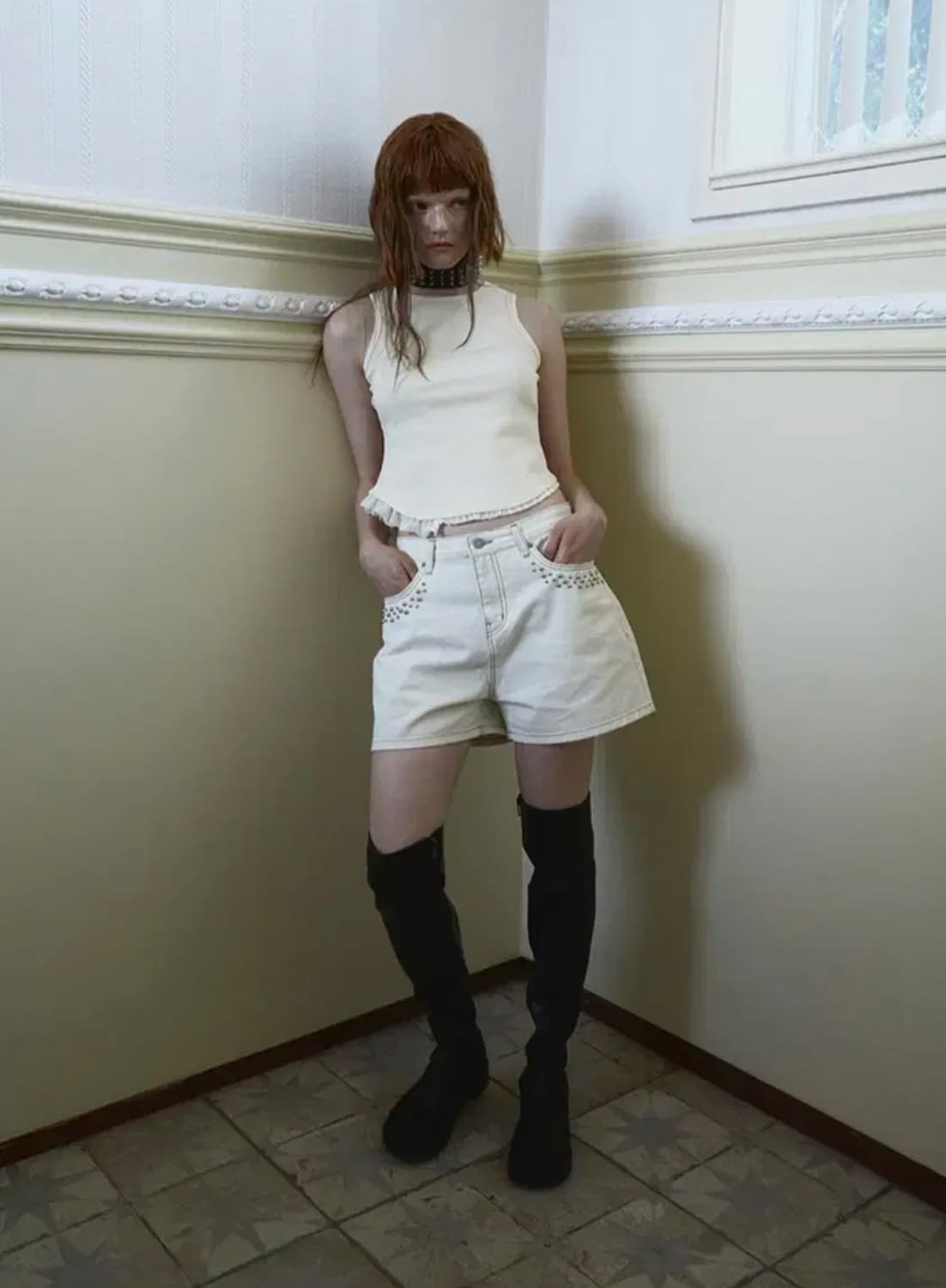 데어드 frilled trimming 슬리브리스 레몬 상품이미지1