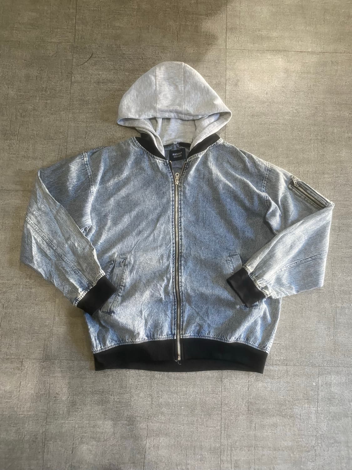 일본빈티지 Ragout 올드스쿨아메카지스트릿 데님블루종후드집업 상품이미지1