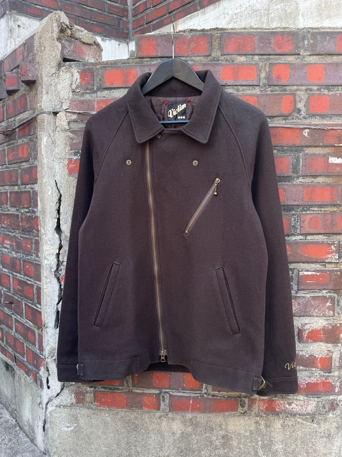 Victim 투웨이 언발란스 울 더블 라이더자켓 상품이미지2