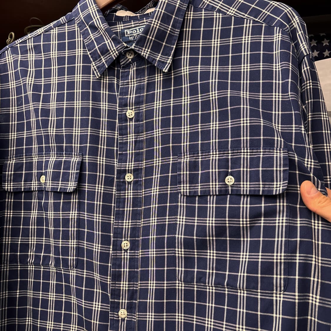 90s 폴로 랄프로렌 윗필드 오버핏 체크포켓 빅셔츠 투-플라이 N754 상품이미지5