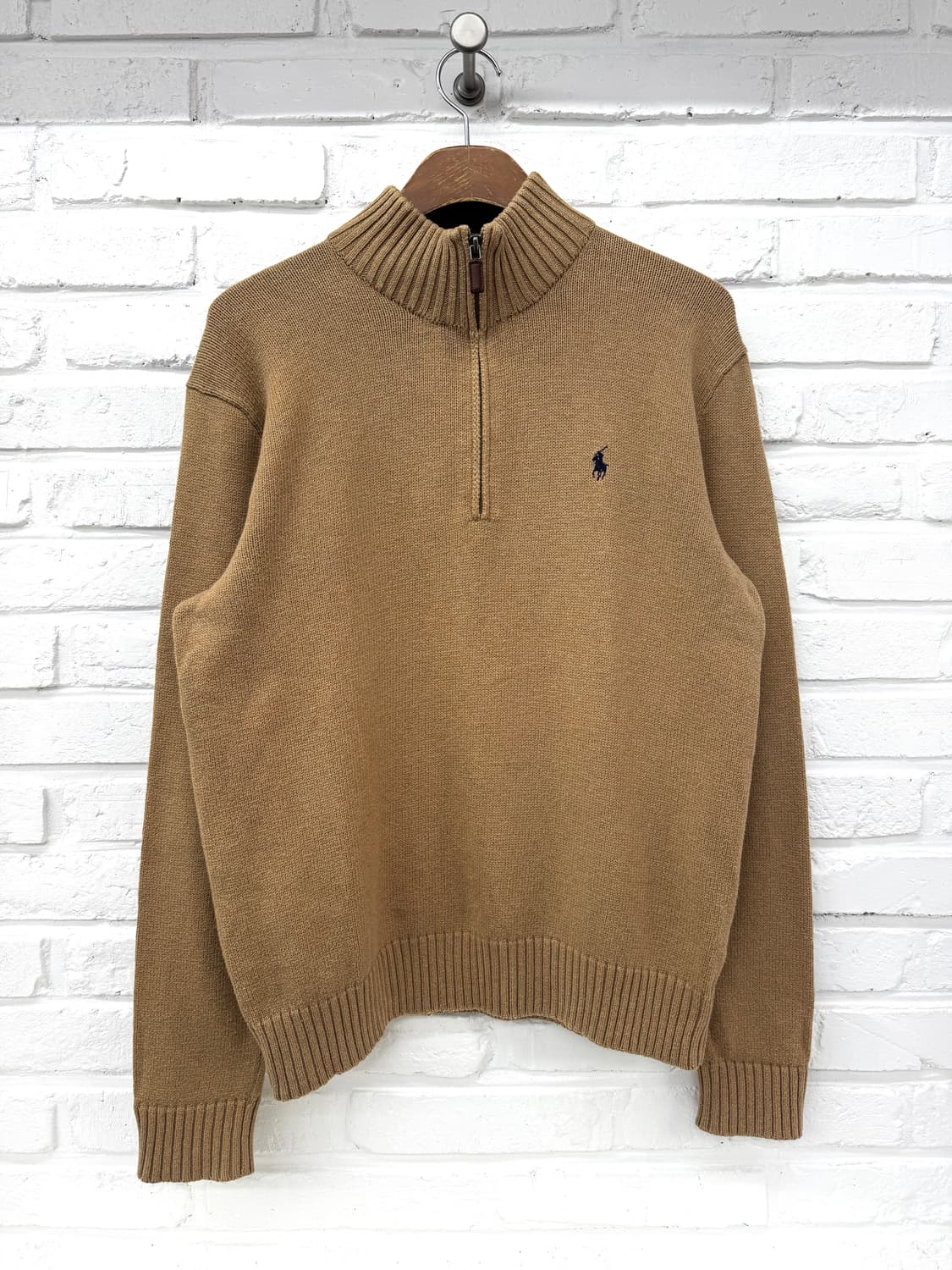 폴로 브라운 반집업 니트 상품이미지3