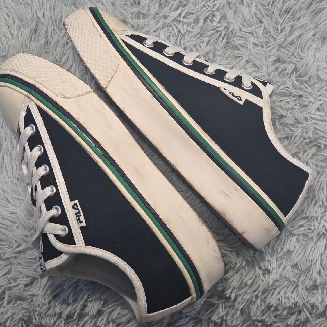 3q-8:휠라 클래식 캔버스 로우 스니커즈 블랙화이트(230mm) 상품이미지7