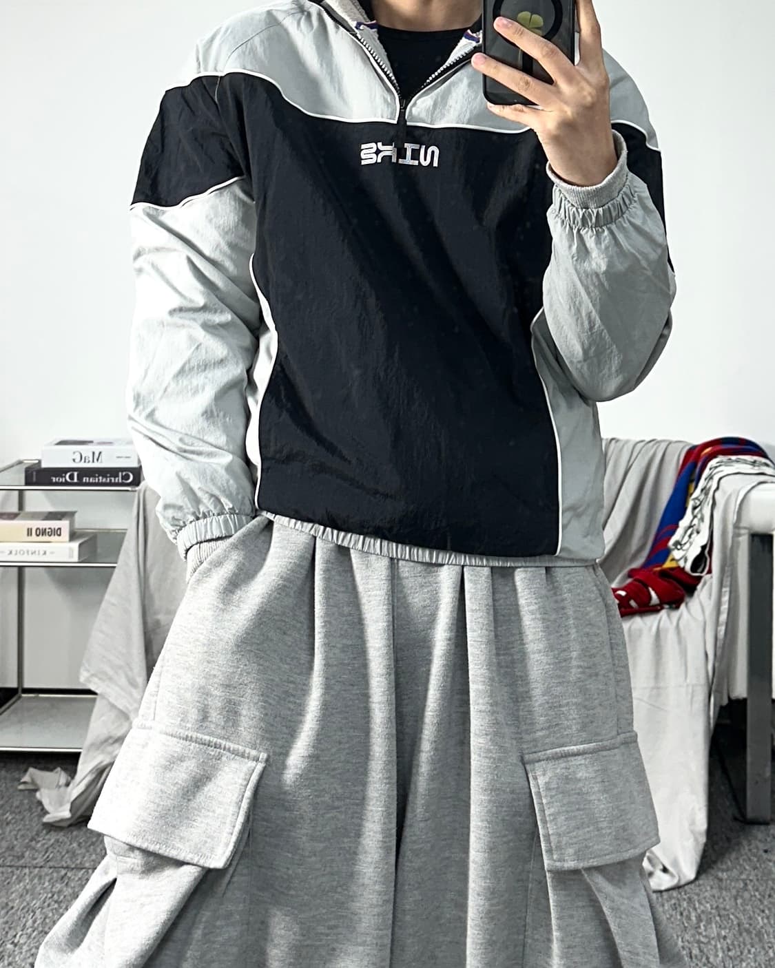 나이키 블랙 그레이 우븐 아노락 XL 상품이미지3