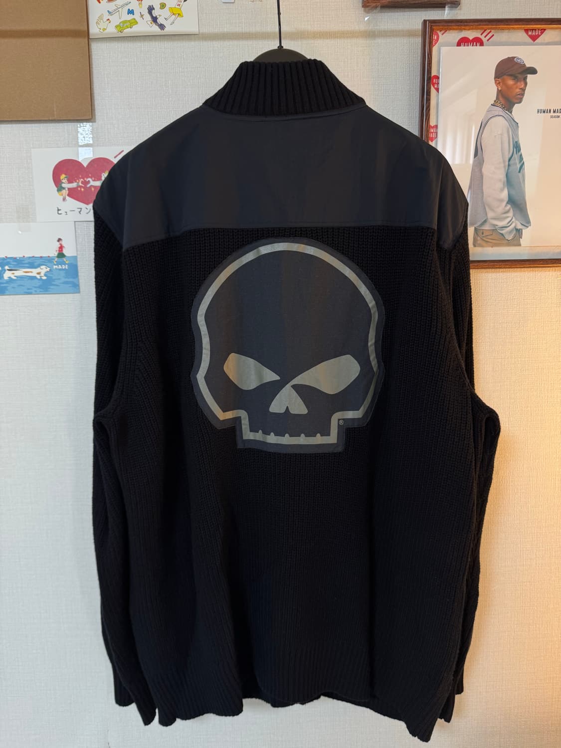 [2XL]할리데이비슨 윌리 G 스컬 울 니트집업 블랙 상품이미지3